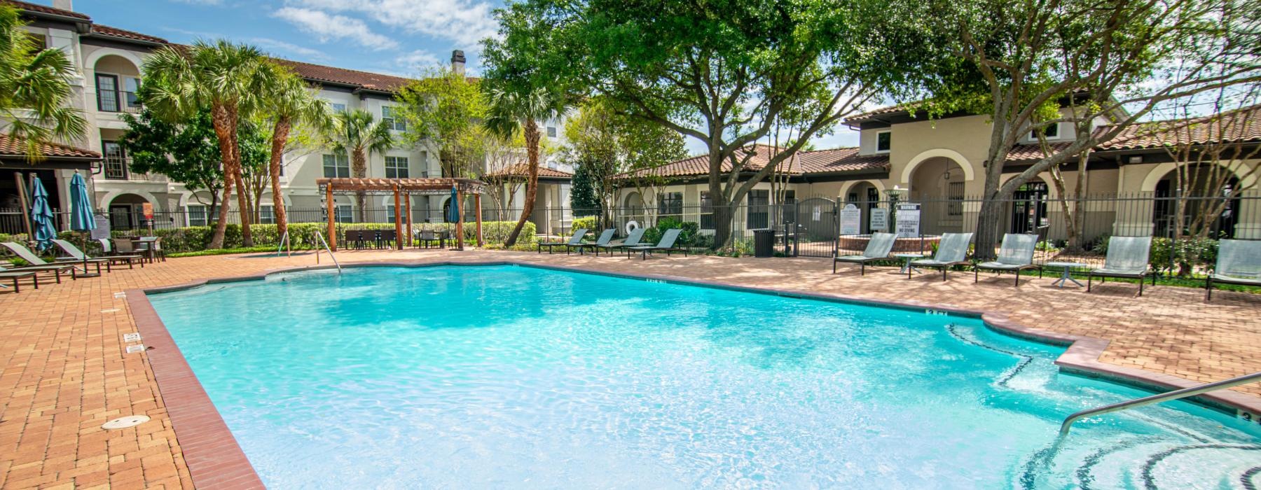 a swimming pool in a courtyard