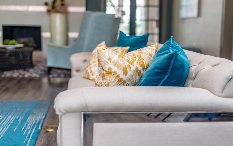 a couch with pillows