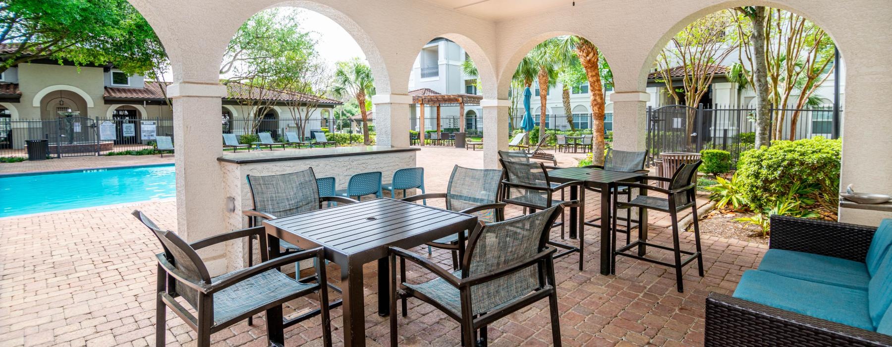 a room with tables and chairs